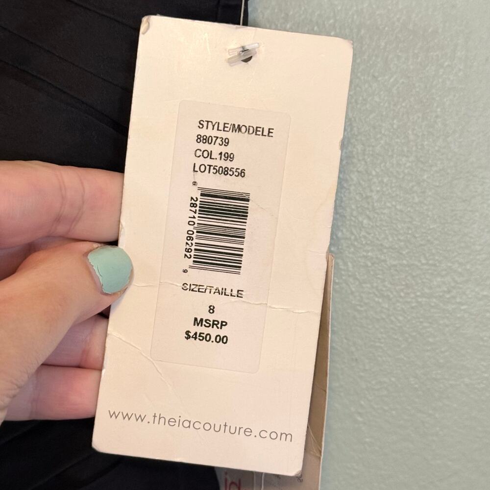 Theia Silk Sheath Dress 8 Black Mini Strapless Cocktail Party Glam NWT $450 MSRP - Picture 11 of 11